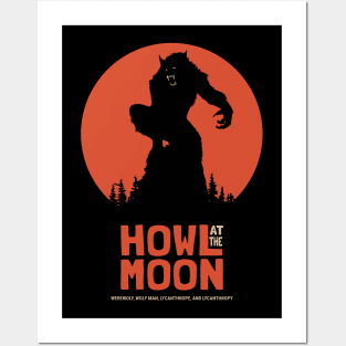 Vintage Werewolf Howling at the Moon Posters and Art